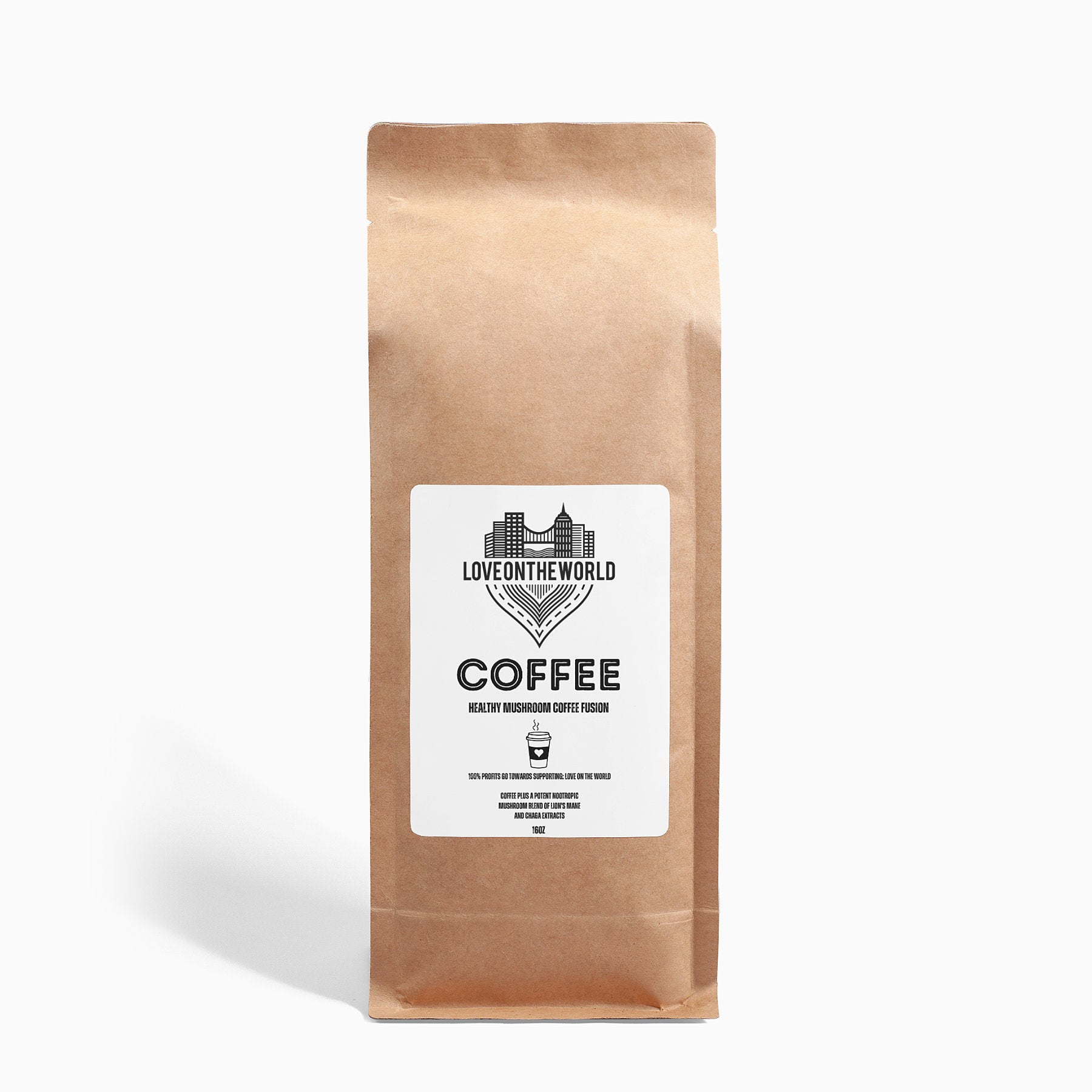 Love on The World: Mushroom Coffee Fusion - Lion’s Mane & Chaga 16oz